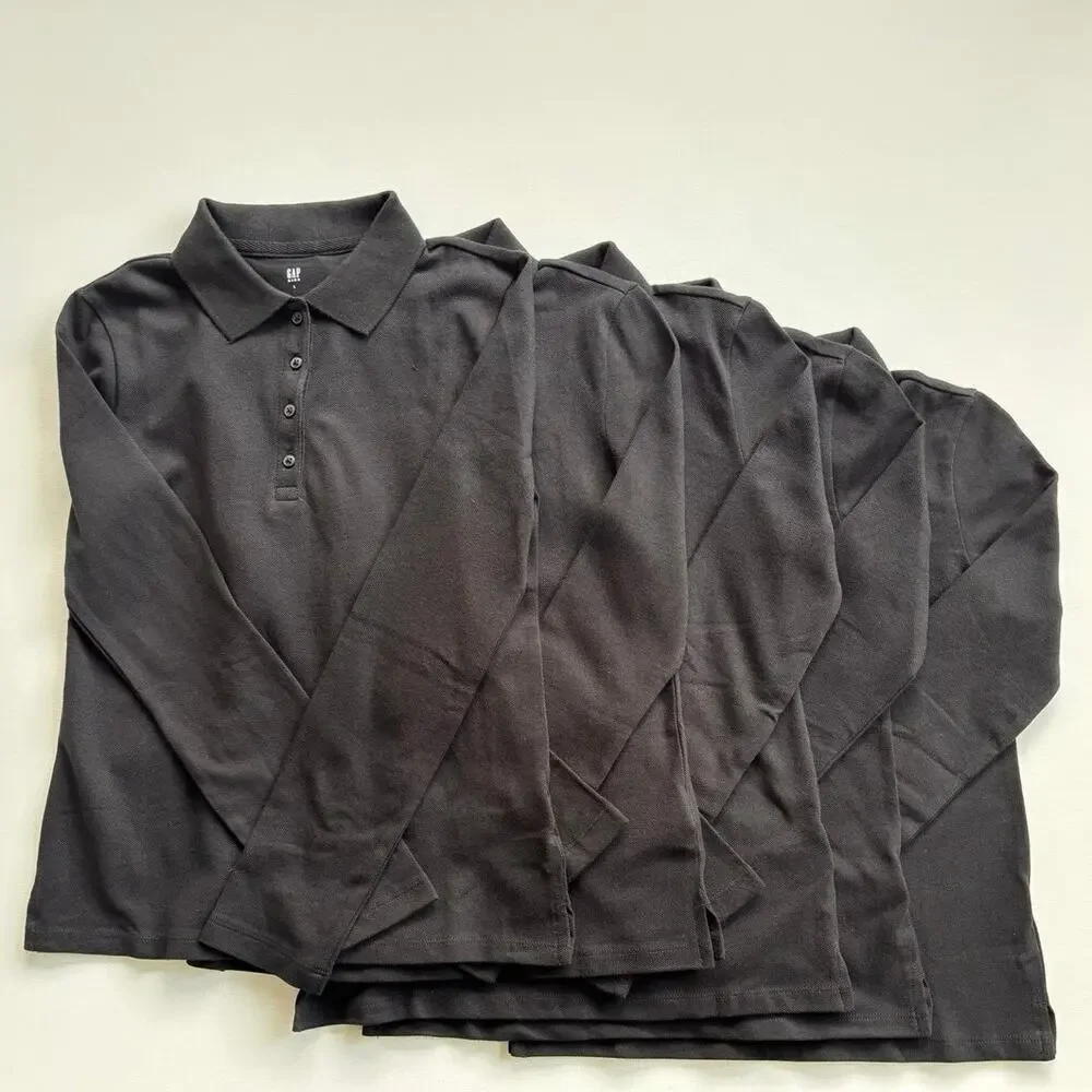 Gap Kids Uniform Stretch Pique Polo Shirt Lot of 5 Kids Size 10 Black NWT